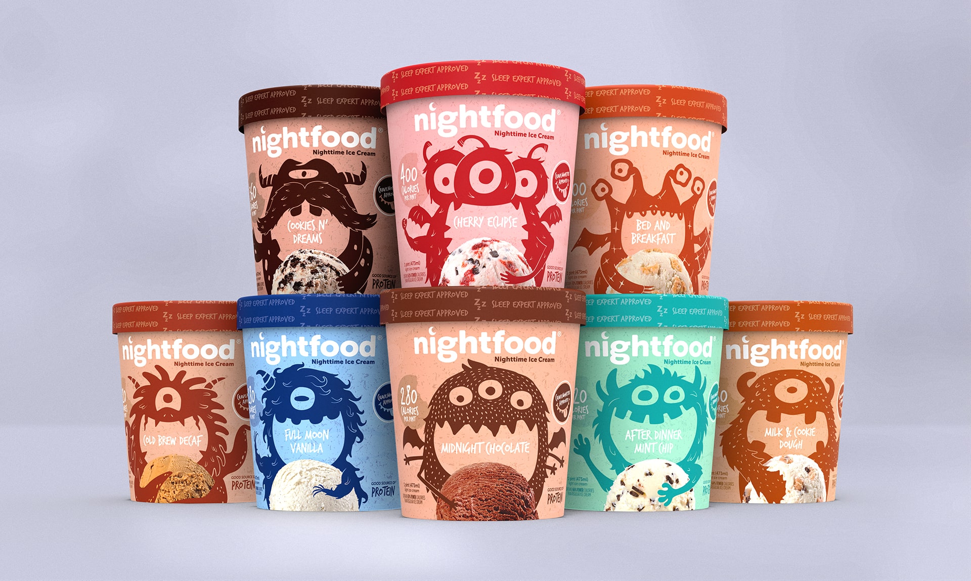 Nightfood Ice Cream Packaging All Flavors